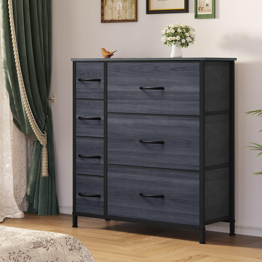 7 Drawer Fabric Dresser for Bedroom and Living Room, Chest of Drawer Organizer Storage Cabinet for Closet, Entryway, Grey
