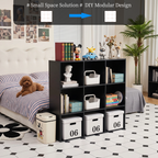 Roomisland 9 Cube Storage Organizer, Wood Bookshelf with Removable Back Panels, Open Cubby Shelf for Home Office Bedroom Living Room, Vertical or Horizontal
