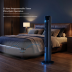 Roomisland 36" Quiet Tower Fan, Standing Bladeless Floor Fan with 60° Oscillation, 25ft Air Delivery, LED Display, 12 Hour Timer, 5 Speed 4 Mode Cooling Fan with Remote