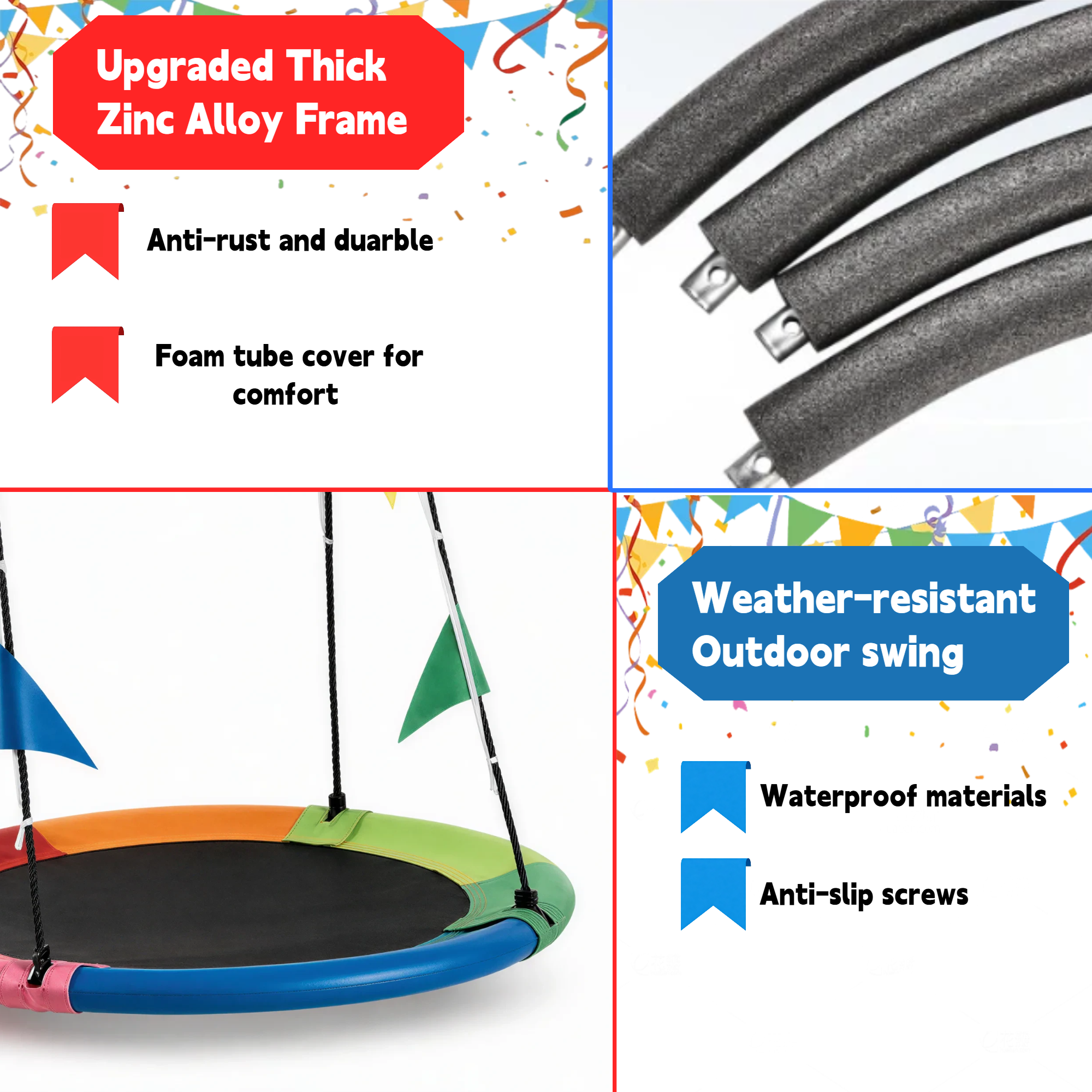 40 Inch Saucer Tree Swing, Heavy Duty Round Swing Seat for Kids & Adults, Adjustable Ropes, Waterproof Outdoor Backyard Playground