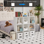 Roomisland 9 Cube Storage Organizer, Wood Bookshelf with Removable Back Panels, Open Cubby Shelf for Home Office Bedroom Living Room, Vertical or Horizontal