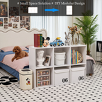 Roomisland 6 Cube Storage Organizer, Wood Bookshelf with Removable Back Panels, Open Cubby Shelf for Home Office Bedroom Living Room, Vertical or Horizontal