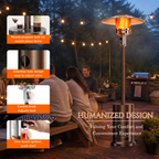 Roomisland 48000 BTU Outdoor Propane Heater with Sand Box Anti-Tip Base, Weighted Patio Heater on Wheels, Double-Layer Stainless Burner, Windproof Auto-Off for Backyard Deck Garden