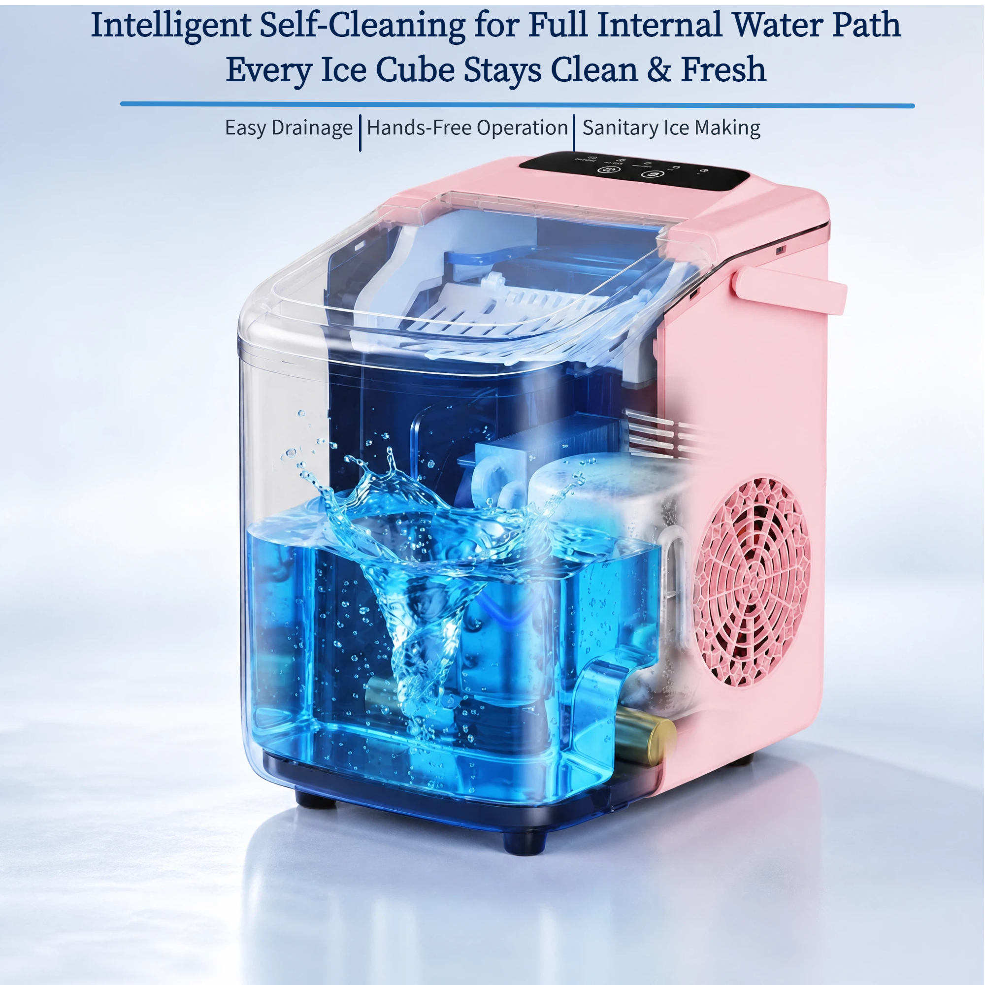 Roomisland Countertop Ice Maker, Portable Ice Machine with Handle, Basket & Scoop, 26Lbs/24H, 9 Bullet Ice Cubes in 6-8 Mins, Auto-Cleaning Silent Ice Maker for Home, Kitchen, RV Camping Outdoor