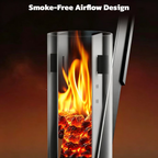 Roomisland 70 inch Steel Smokeless Wood Pellet Fire Torch with Glass Tube, Tall Outdoor Patio Bonfire Ambiance