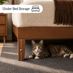 Roomisland Queen Size Platform Bed Frame with Headboard, 12 Inch Heavy Duty Wooden Bed Frame, No Box Spring Needed, Under Bed Storage, Easy Assembly, Walnut