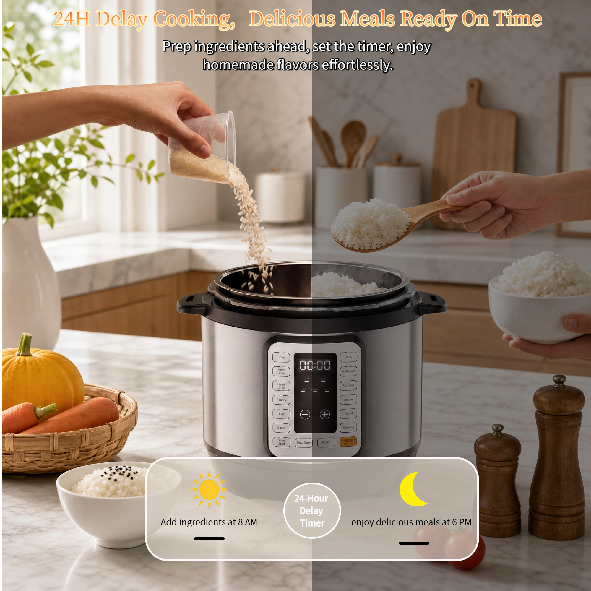 Roomisland 8QT Electric Pressure Cooker, 16-in-1 Stainless Steel Multi Cooker with 12 Preset Programs, Multi- Non-Stick Pot for Slow Cook, Steam, Canning, Dishwasher Safe