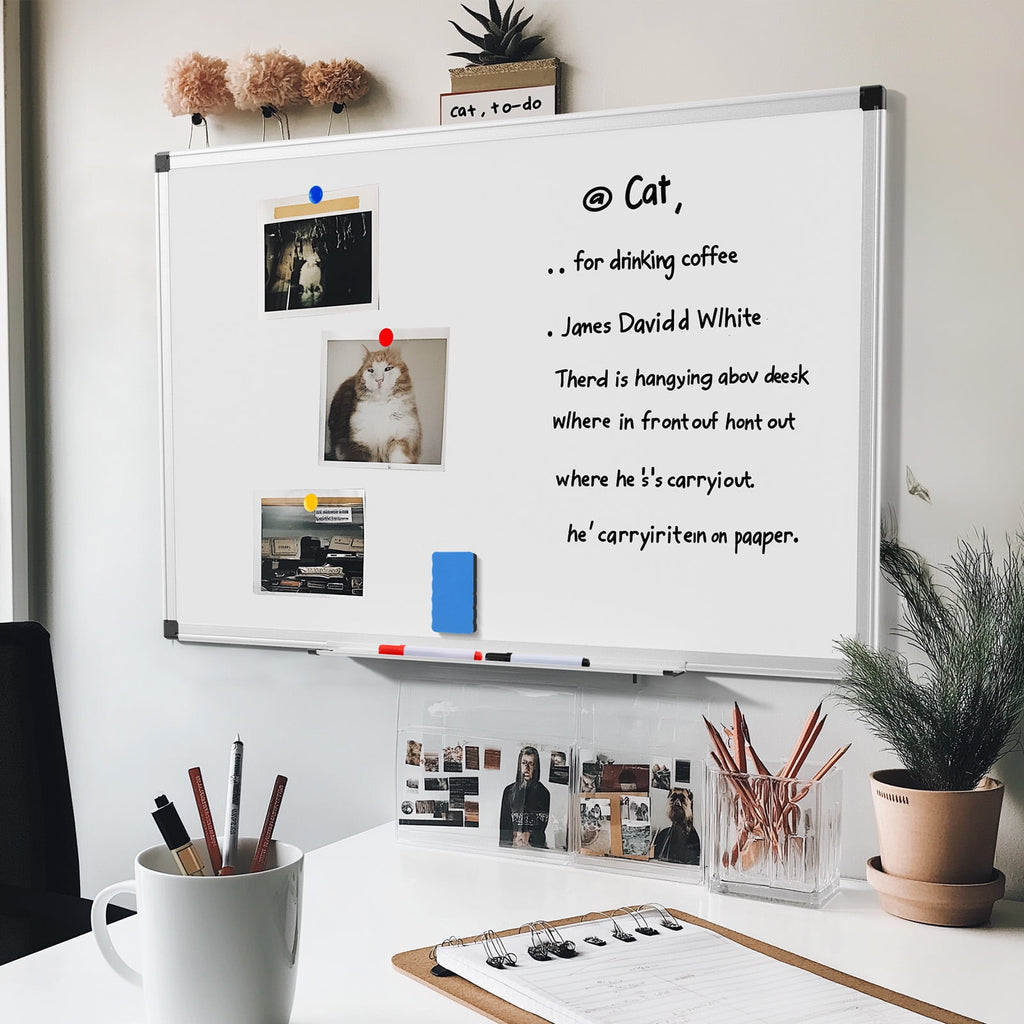 36" x 24" Magnetic Whiteboard, Dry Erase Board Includes 1 Dry Eraser & 2 Multicolor Markers & 4 Magnetic Pins for Home, Office, School