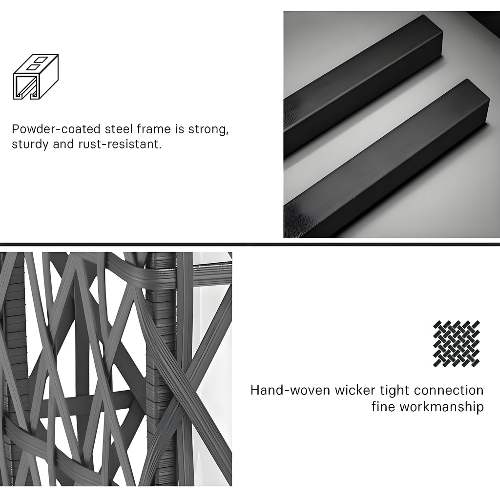 Solar Powered Outdoor Floor Lamp Woven Resin Wicker Waterproof Automatic (Large)