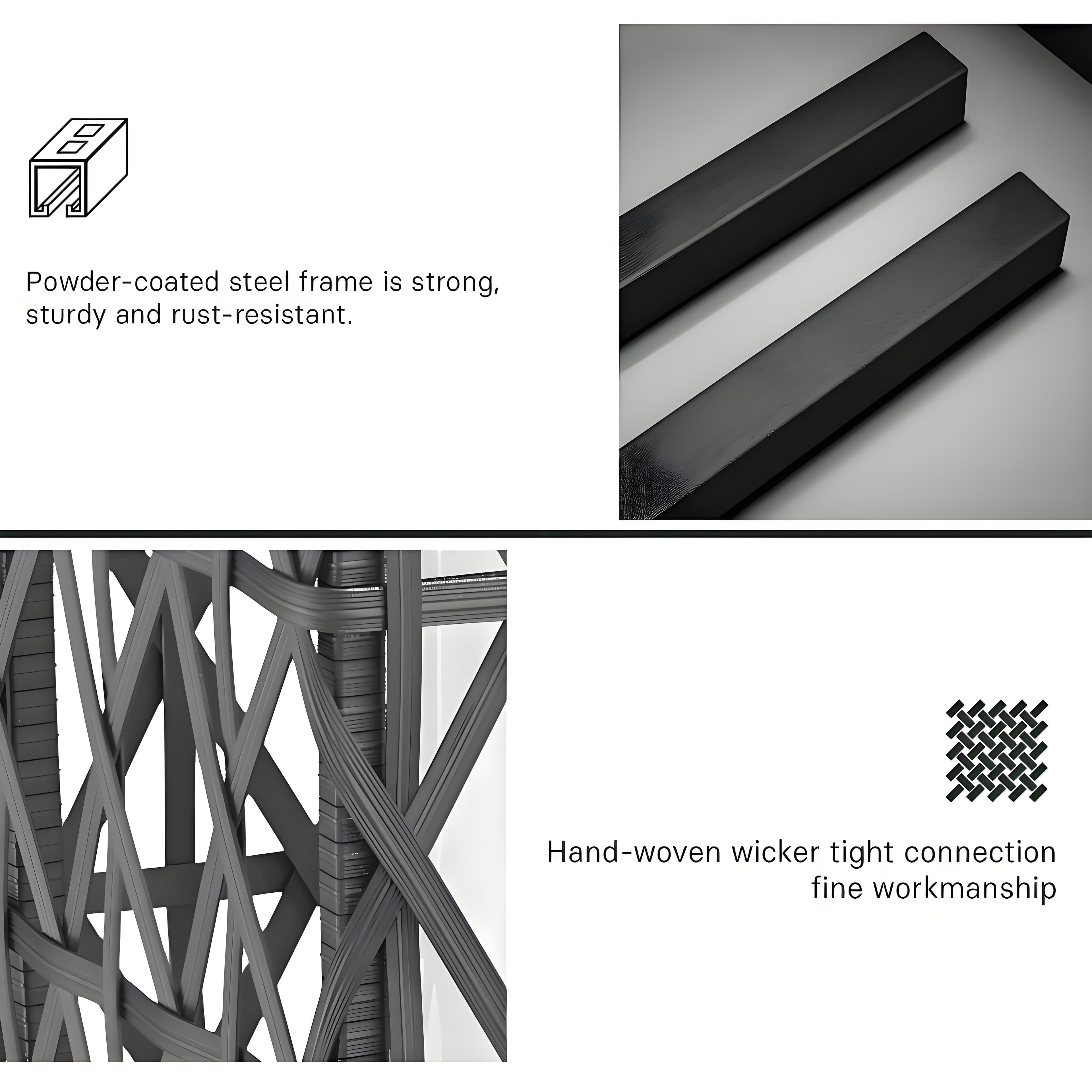 Solar Powered Outdoor Floor Lamp Woven Resin Wicker Waterproof Automatic (Large)