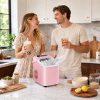 Roomisland Countertop Ice Maker, Portable Ice Machine with Handle, Basket & Scoop, 26Lbs/24H, 9 Bullet Ice Cubes in 6-8 Mins, Auto-Cleaning Silent Ice Maker for Home, Kitchen, RV Camping Outdoor