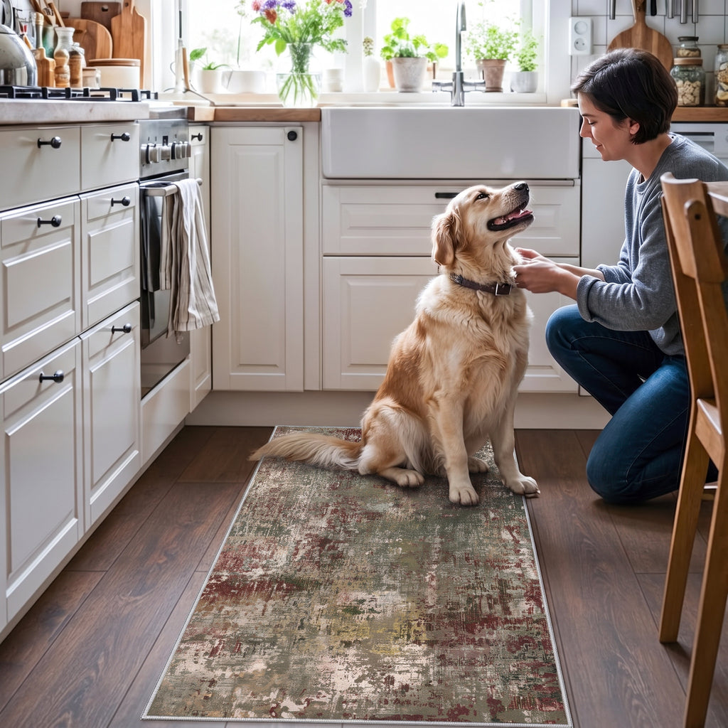 Roomisland 2x4ft Kitchen Runner Rug Washable, Non Slip Hallway Floor Mat for Entryway Laundry, Low Profile Rugs Carpet with Rubber Backing for Indoor Bedroom Kitchen Living Room