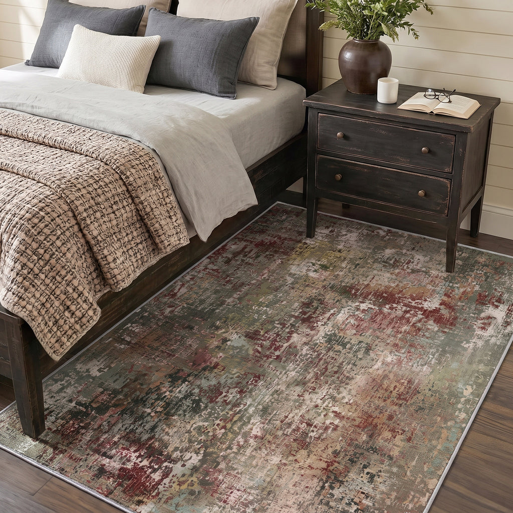 Roomisland Area Rugs 4x6FT Washable for Living Room, Non Slip Modern Abstract Carpet Stain Resistant Soft Low Pile Indoor Floor Rug for Bedroom Kitchen Home Office