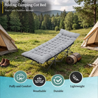 Roomisland Folding Camping Cot 500lbs Capacity, Portable Folding Bed, Rollaway Bed with 3.5'' Mattress for Adults Indoor Outdoor, Quick Setup Compact Storage