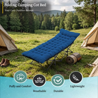 Roomisland Folding Camping Cot 500lbs Capacity, Portable Folding Bed, Rollaway Bed with 3.5'' Mattress for Adults Indoor Outdoor, Quick Setup Compact Storage