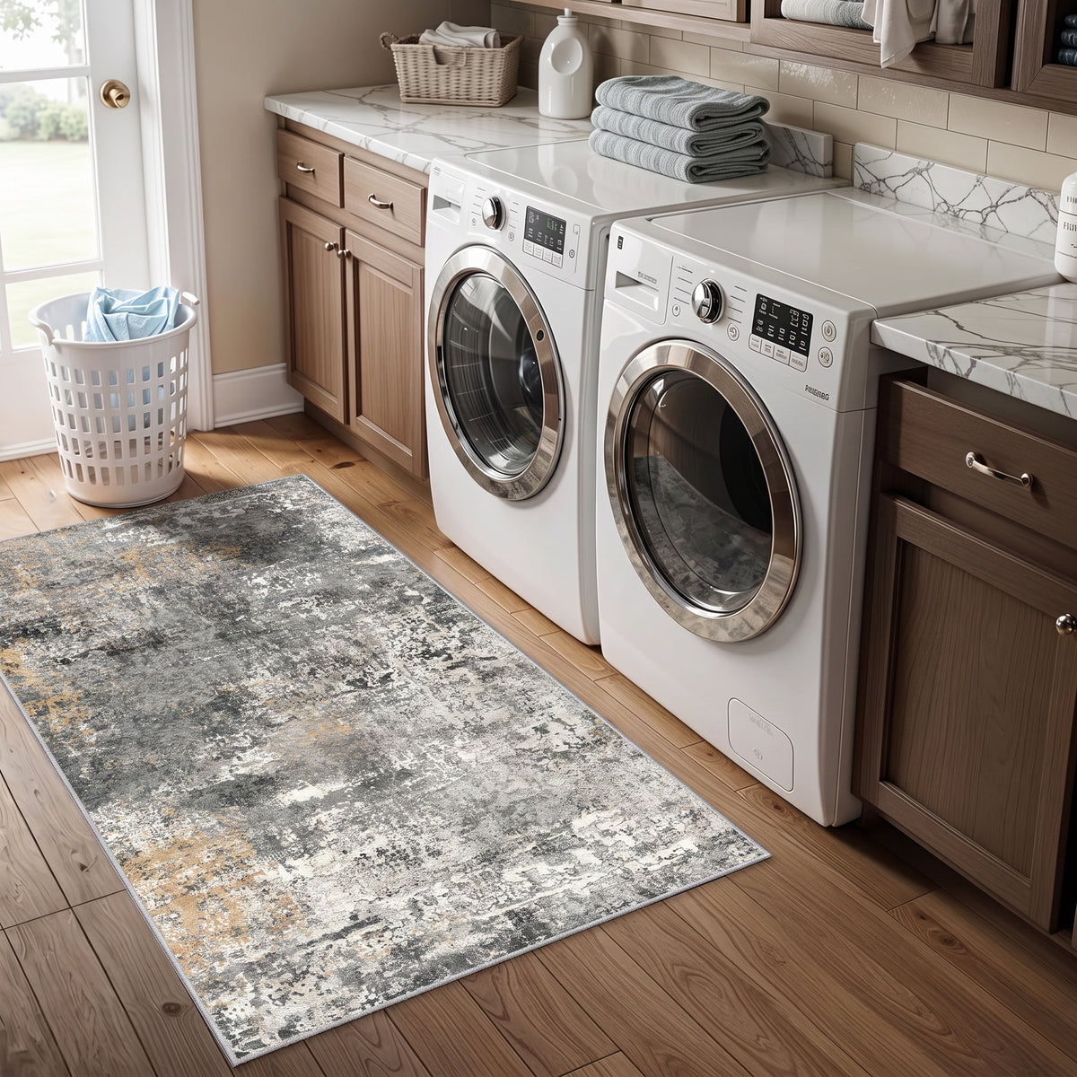 Roomisland 2x4ft Kitchen Runner Rug Washable, Non Slip Hallway Floor Mat for Entryway Laundry, Low Profile Rugs Carpet with Rubber Backing for Indoor Bedroom Kitchen Living Room