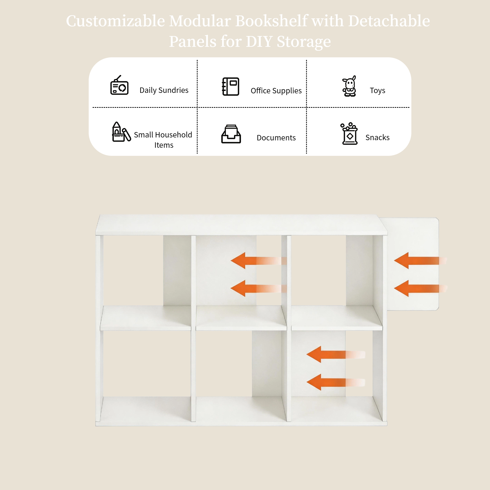 Roomisland 6 Cube Storage Organizer, Wood Bookshelf with Removable Back Panels, Open Cubby Shelf for Home Office Bedroom Living Room, Vertical or Horizontal