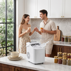 Roomisland Countertop Ice Maker, Portable Ice Machine with Handle, Basket & Scoop, 26Lbs/24H, 9 Bullet Ice Cubes in 6-8 Mins, Auto-Cleaning Silent Ice Maker for Home, Kitchen, RV Camping Outdoor