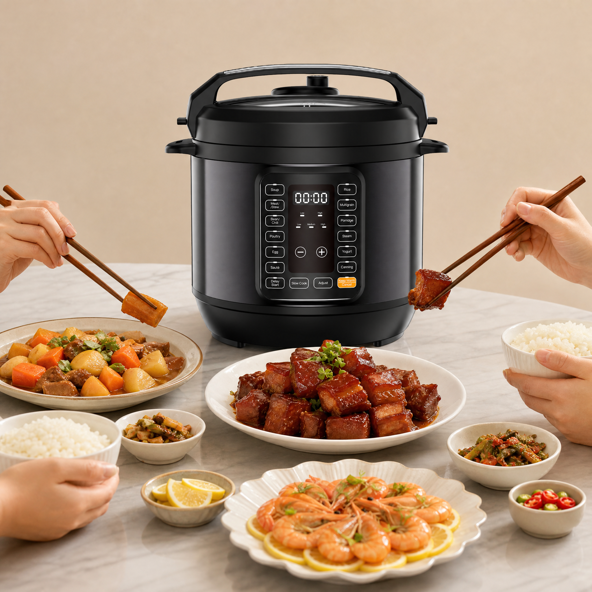 Roomisland 8QT Electric Pressure Cooker, 16-in-1 Stainless Steel Multi Cooker with 12 Preset Programs, Multi- Non-Stick Pot for Slow Cook, Steam, Canning, Dishwasher Safe