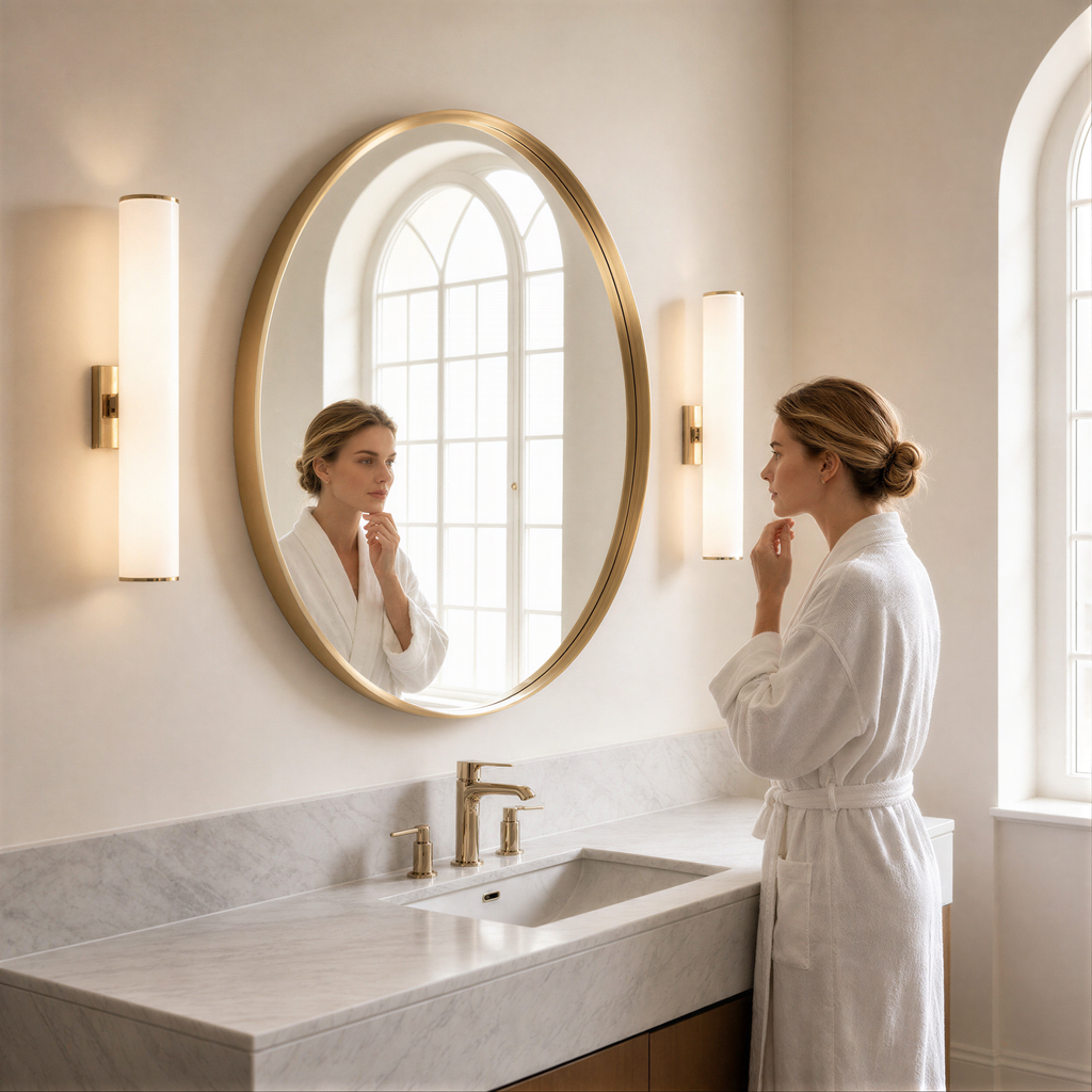 Round Bathroom Mirror, 28 Inch Large Circle Vanity Mirror with Anti-Rust Aluminum Frame, Modern Wall Mounted Mirror for Bedroom, Living Room, Wall Decor