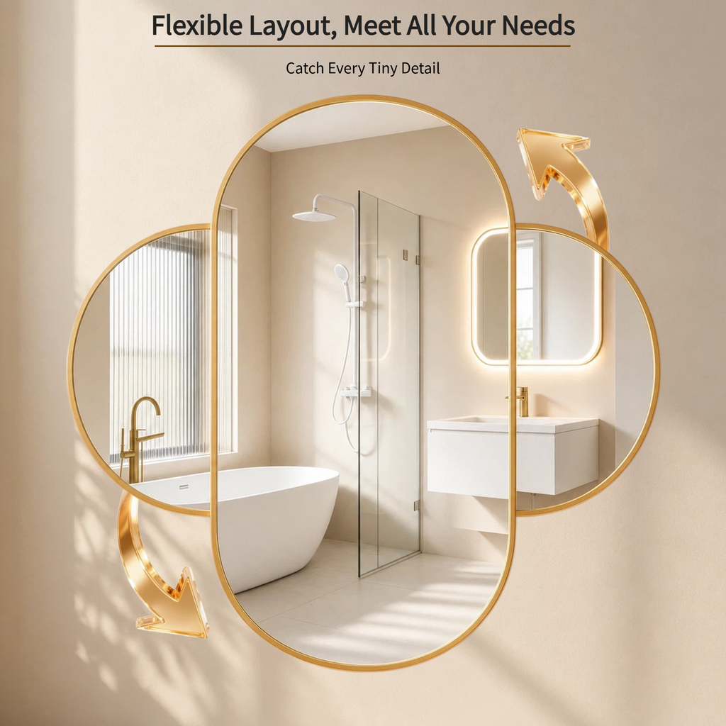 Roomisland Oval Wall Mirror Gold 24"x48", Brushed Metal Frame Vanity Mirror, Tempered Glass, Wall Mount Mirror for Bathroom, Bedroom, Entryway, Living Room, Horizontal/Vertical