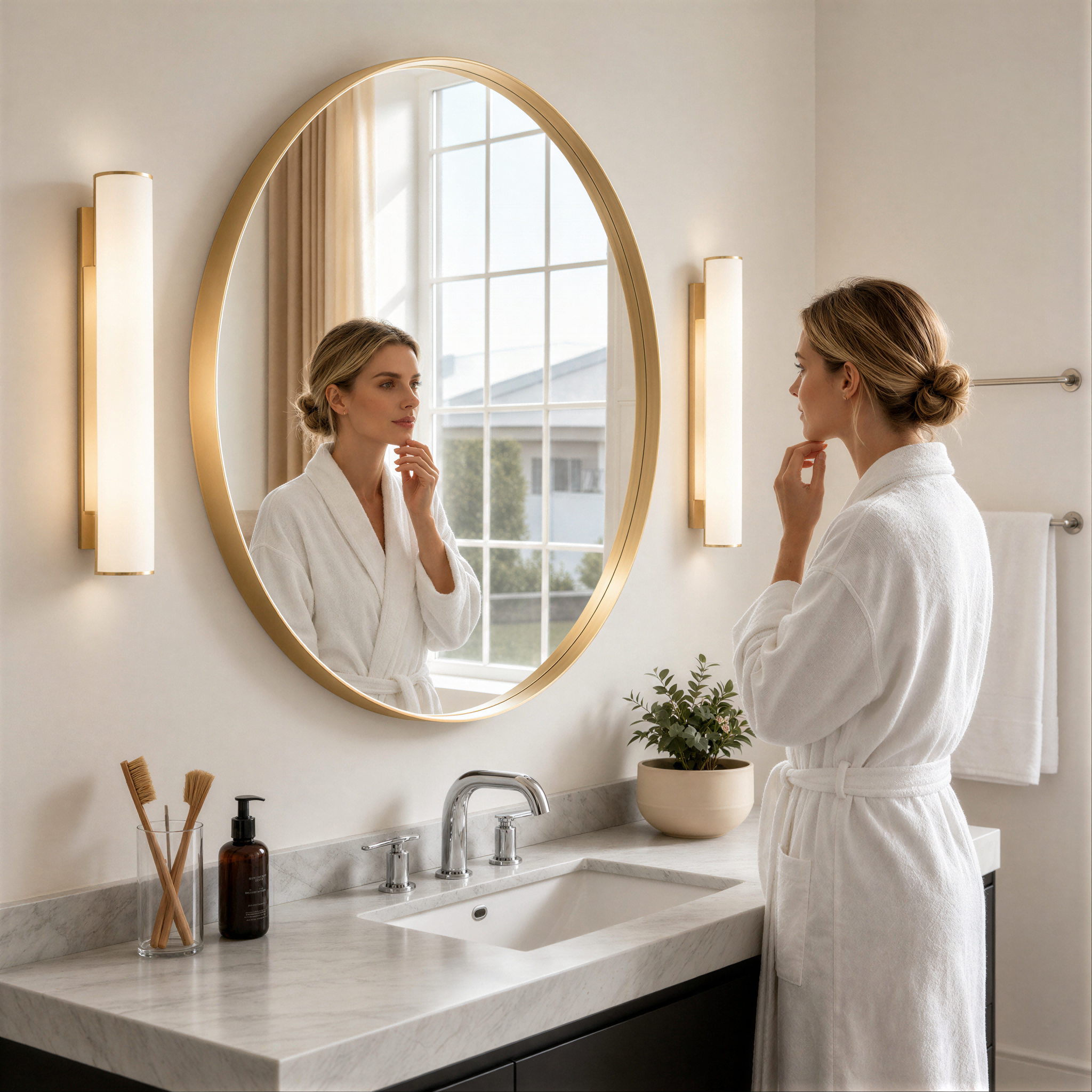 Round Bathroom Mirror, 30 Inch Large Circle Vanity Mirror with Anti-Rust Aluminum Frame, Modern Wall Mounted Mirror for Bedroom, Living Room, Wall Decor