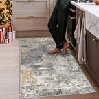 Roomisland 3x7ft Kitchen Runner Rug Washable, Non Slip Hallway Floor Mat for Entryway Laundry, Low Profile Rugs Carpet with Rubber Backing for Indoor Bedroom Kitchen Living Room