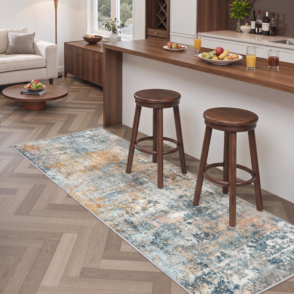 Roomisland 2x5ft Kitchen Runner Rug Washable, Non Slip Hallway Floor Mat for Entryway Laundry, Low Profile Rugs Carpet with Rubber Backing for Indoor Bedroom Kitchen Living Room