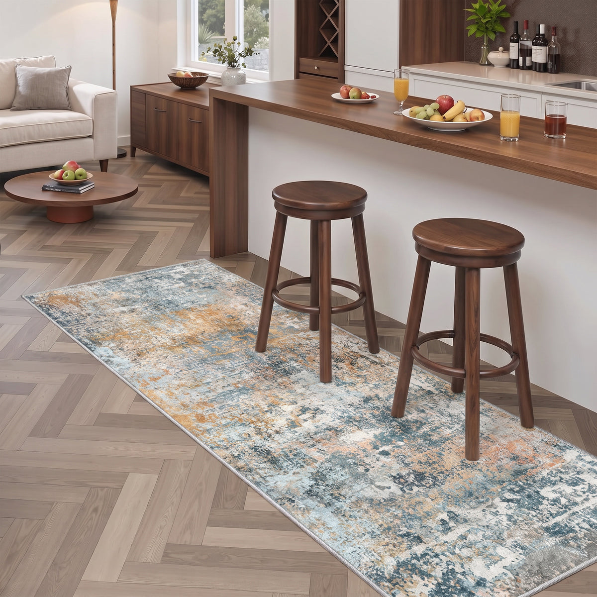 Roomisland 2x5ft Kitchen Runner Rug Washable, Non Slip Hallway Floor Mat for Entryway Laundry, Low Profile Rugs Carpet with Rubber Backing for Indoor Bedroom Kitchen Living Room