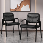 Roomisland Office Waiting Room Chair with Padded Arms, Ergonomic Leather Desk Guest Chair, Stable Heavy Duty Conference Chair for Meeting Lobby Medical Clinic 2pcs