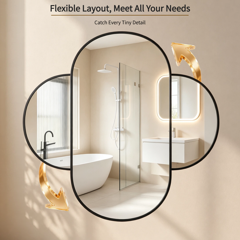 Roomisland Oval Wall Mirror Black 24"x48", Brushed Metal Frame Vanity Mirror, Tempered Glass, Wall Mount Mirror for Bathroom, Bedroom, Entryway, Living Room, Horizontal/Vertical