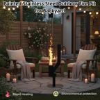 Roomisland 70 inch Steel Smokeless Wood Pellet Fire Torch with Glass Tube, Tall Outdoor Patio Bonfire Ambiance