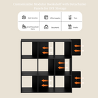 Roomisland 9 Cube Storage Organizer, Wood Bookshelf with Removable Back Panels, Open Cubby Shelf for Home Office Bedroom Living Room, Vertical or Horizontal