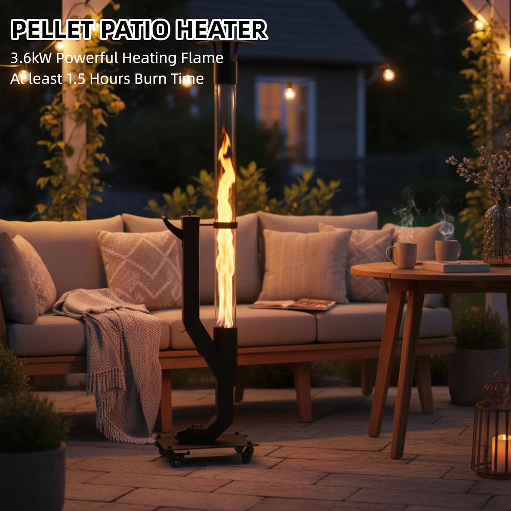 ROOMISLAND 64 Inch Smokeless Pellet Stove for Outdoor Use, Portable Wood Pellet Fire Pit with Viewing Window, Pellet Heater for Patio Backyard Bonfire Camping Beach Garden