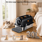 Roomisland Stainless Steel Litter Box with Lid, 3 in 1 Covered Metal Cat Litter Box,High Sided Anti-Leak Cat Box with Scoop & Mat, Front & Top Entry Easy Cleaning