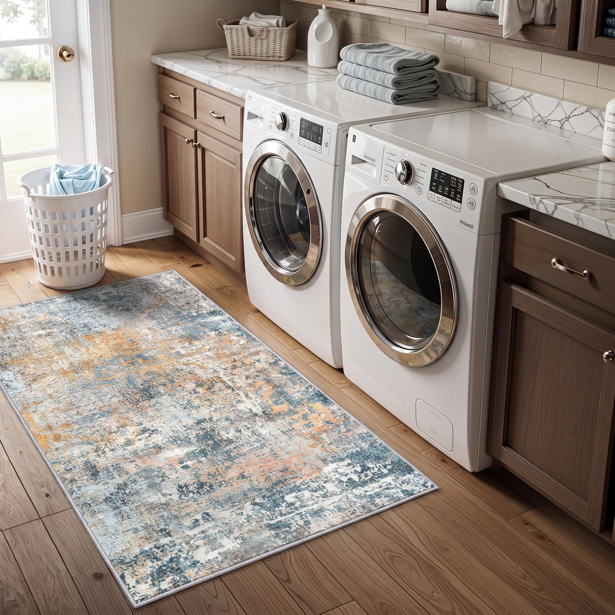 Roomisland 2x4ft Kitchen Runner Rug Washable, Non Slip Hallway Floor Mat for Entryway Laundry, Low Profile Rugs Carpet with Rubber Backing for Indoor Bedroom Kitchen Living Room