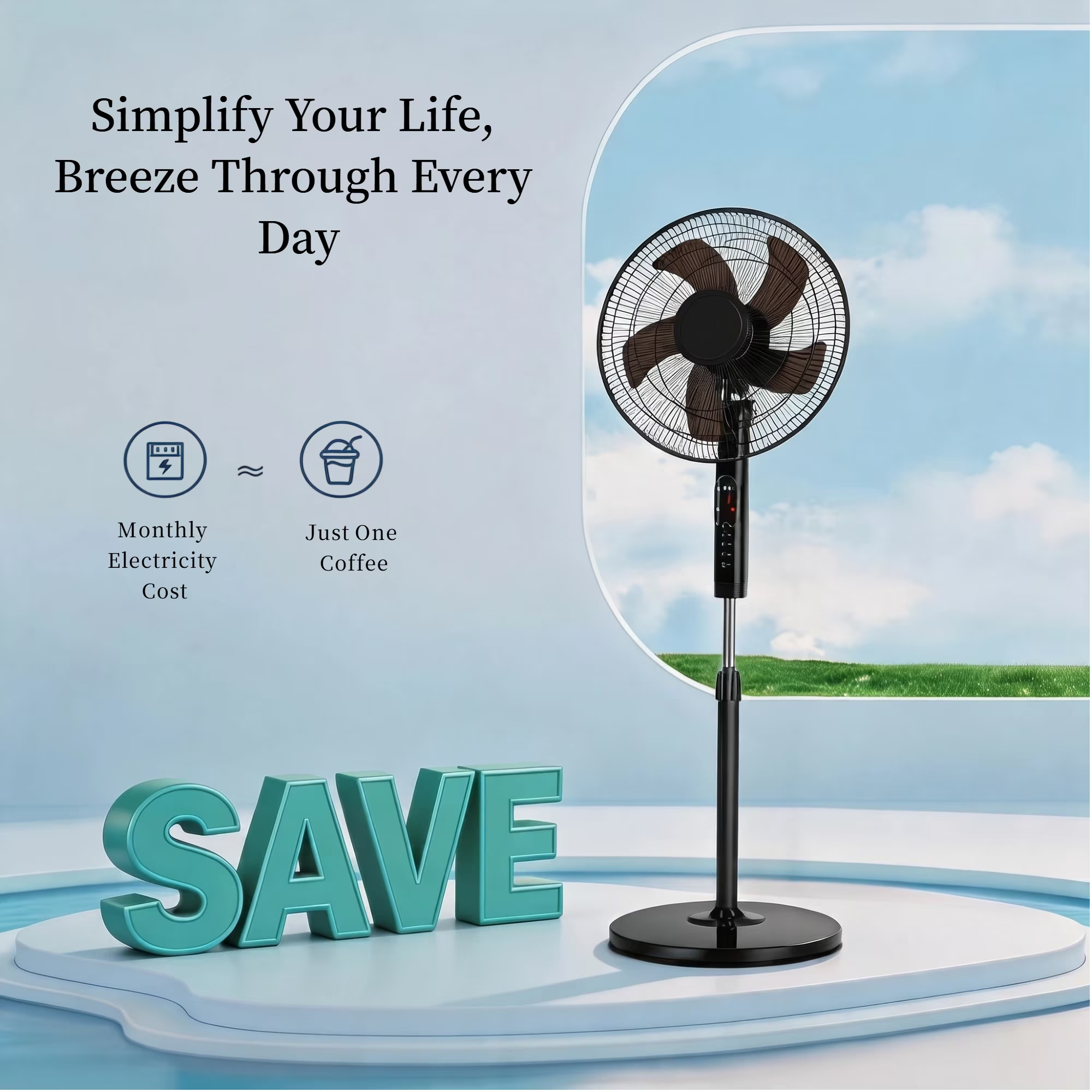 Roomisland 17" Oscillating Pedestal Fan with Remote, Quiet Standing Fan with Timer for Bedroom, 3 Speeds & 3 Modes, Adjustable Height, High Power Floor Fan