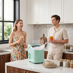Roomisland Countertop Ice Maker, Portable Ice Machine with Handle, Basket & Scoop, 26Lbs/24H, 9 Bullet Ice Cubes in 6-8 Mins, Auto-Cleaning Silent Ice Maker for Home, Kitchen, RV Camping Outdoor