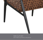 Set of 2 Wicker Outdoor Chairs, Brown Leather-Look Patio Dining Chair Set, Deep-Seated Bistro Chairs for Garden, Deck, Backyard, Balcony