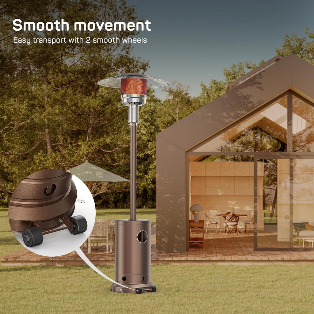 Propane Heater, 48,000 BTU Outdoor Heaters for Patio with Auto-off Safety Protection System with Wheels for Backyard, Deck, Garden, Porch