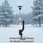 Nygira All-Weather Wood Pellet Patio Heater for Outdoor, Stainless Steel Fire Pit with Rain Cap, 2-Hour Burn Time for Backyard, Deck, Camping, Matte Black，PH03