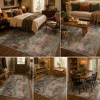Roomisland Area Rugs 4x6FT Washable for Living Room, Non Slip Modern Abstract Carpet Stain Resistant Soft Low Pile Indoor Floor Rug for Bedroom Kitchen Home Office