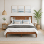 Roomisland Queen Size Platform Bed Frame with Headboard, 12 Inch Heavy Duty Wooden Bed Frame, No Box Spring Needed, Under Bed Storage, Easy Assembly, Walnut