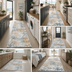 Roomisland 2x6ft Kitchen Runner Rug Washable, Non Slip Hallway Floor Mat for Entryway Laundry, Low Profile Rugs Carpet with Rubber Backing for Indoor Bedroom Kitchen Living Room