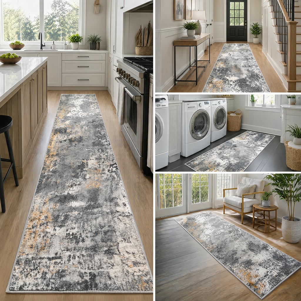 Roomisland 2x6ft Kitchen Runner Rug Washable, Non Slip Hallway Floor Mat for Entryway Laundry, Low Profile Rugs Carpet with Rubber Backing for Indoor Bedroom Kitchen Living Room