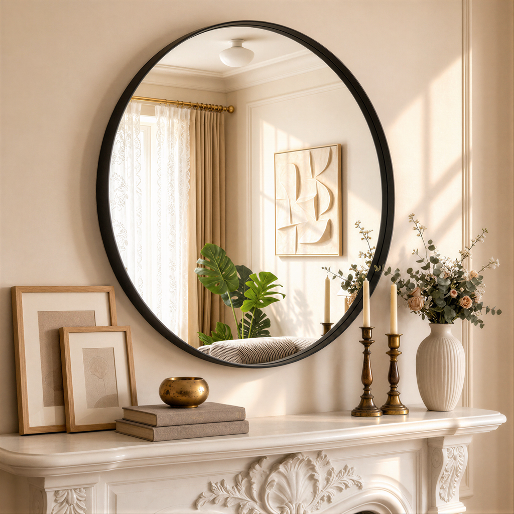 Round Bathroom Mirror, 28 Inch Large Circle Vanity Mirror with Anti-Rust Aluminum Frame, Modern Wall Mounted Mirror for Bedroom, Living Room, Wall Decor