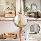 Round Bathroom Mirror, 24 Inch Large Circle Vanity Mirror with Anti-Rust Aluminum Frame, Modern Wall Mounted Mirror for Bedroom, Living Room, Wall Decor