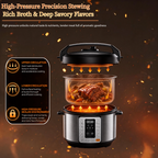 Roomisland 8QT Electric Pressure Cooker, 16-in-1 Stainless Steel Multi Cooker with 12 Preset Programs, Multi- Non-Stick Pot for Slow Cook, Steam, Canning, Dishwasher Safe
