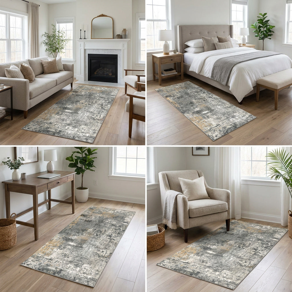 Roomisland 3x7ft Kitchen Runner Rug Washable, Non Slip Hallway Floor Mat for Entryway Laundry, Low Profile Rugs Carpet with Rubber Backing for Indoor Bedroom Kitchen Living Room