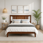 Roomisland Full Size Platform Bed Frame with Headboard, 12 Inch Heavy Duty Wooden Bed Frame, No Box Spring Needed, Under Bed Storage, Easy Assembly, Walnut